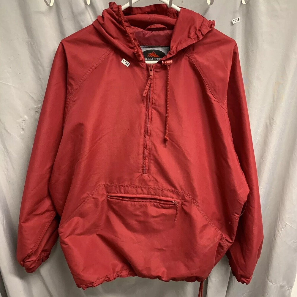 Vintage Sierra Sport Jacket Adult Medium Red Long Sleeve Windbreaker 1/4 Zip Men